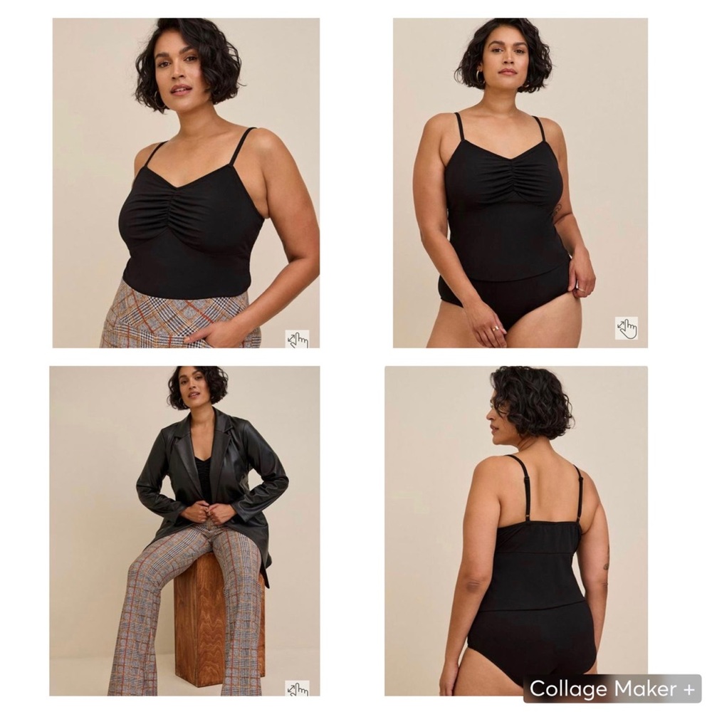 Torrid | Studio Knit Shirred Cami Bodysuit | Black